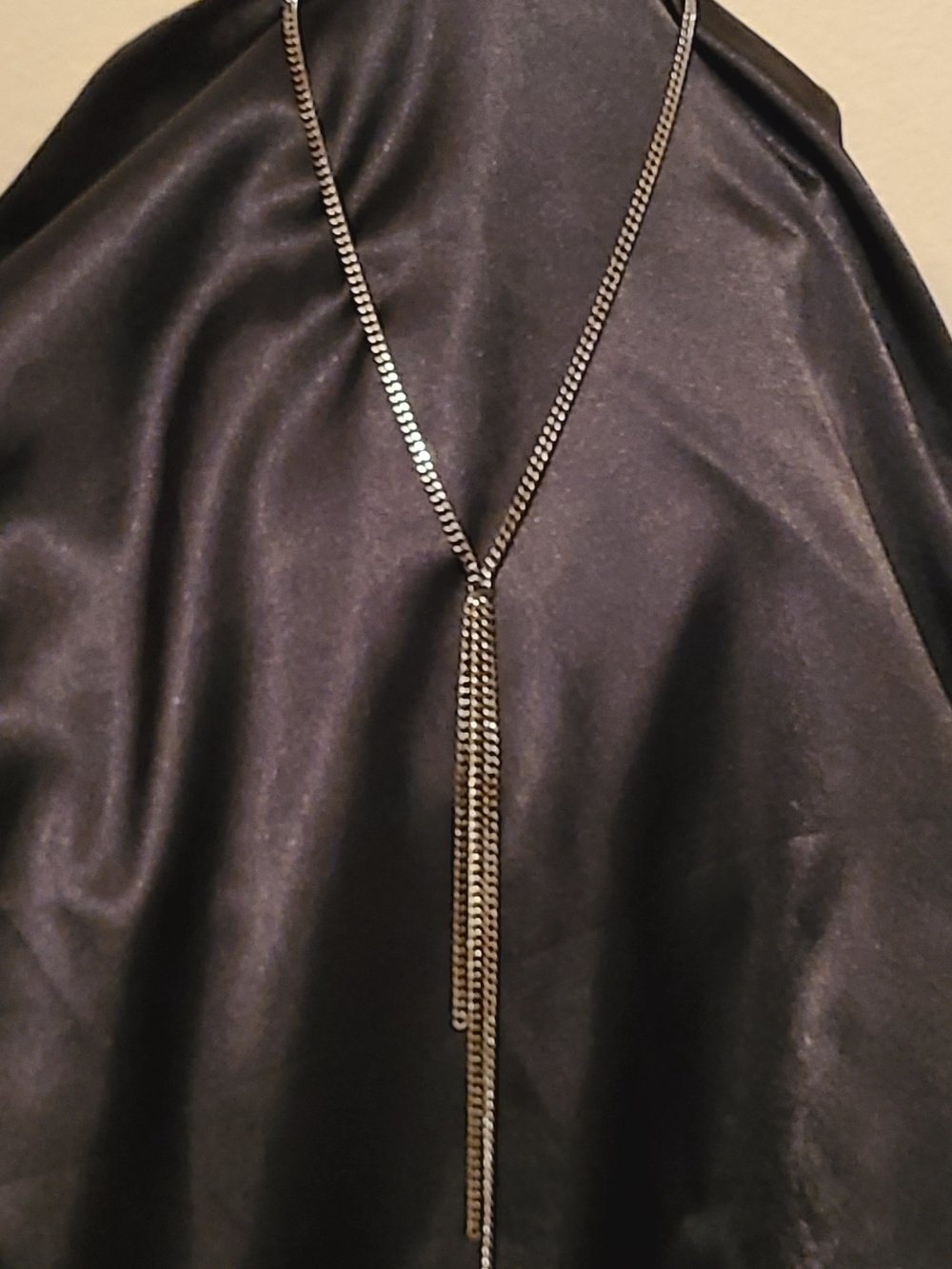 Sleek Black Tassel Y-Necklace for Women